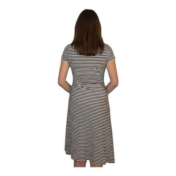 Theory Striped Short Sleeve Dress - Medium - Grey & White - Casual - Picture 14 of 16